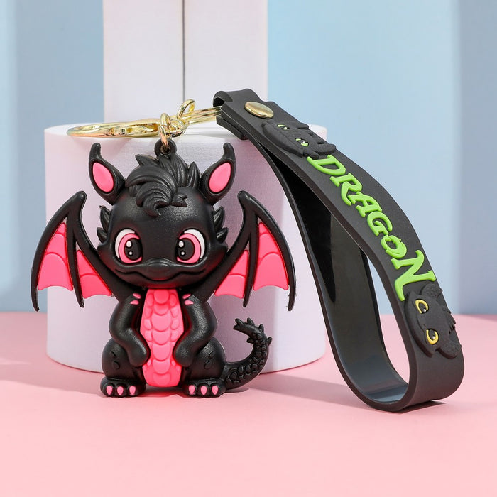 Wholesale Cartoon Black and White Little Flying Dragon Keychain Pendant Soft Plastic Cute Doll Accessories Luggage Pendant