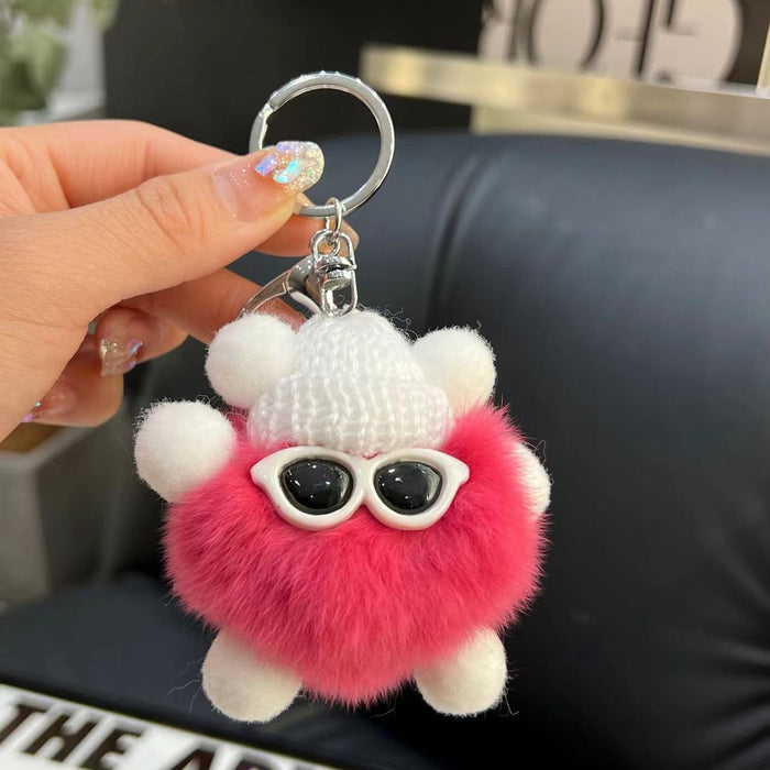 Wholesale Cute bag ornaments Rex rabbit fur small bristle plush doll small bristle car keychain mobile phone pendant