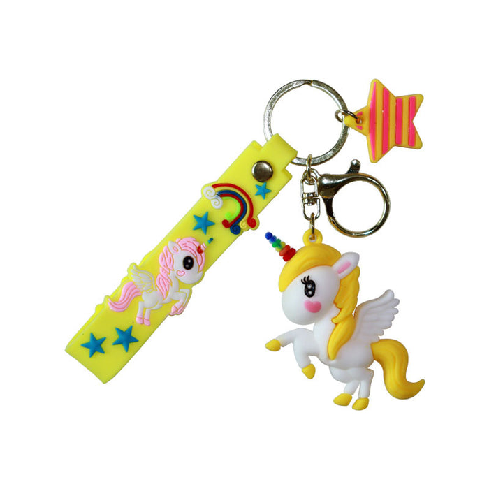 Wholesale Trendy Rainbow Unicorn Cartoon Keychain Cute Pony Car Key Accessory Bag Charm Gift