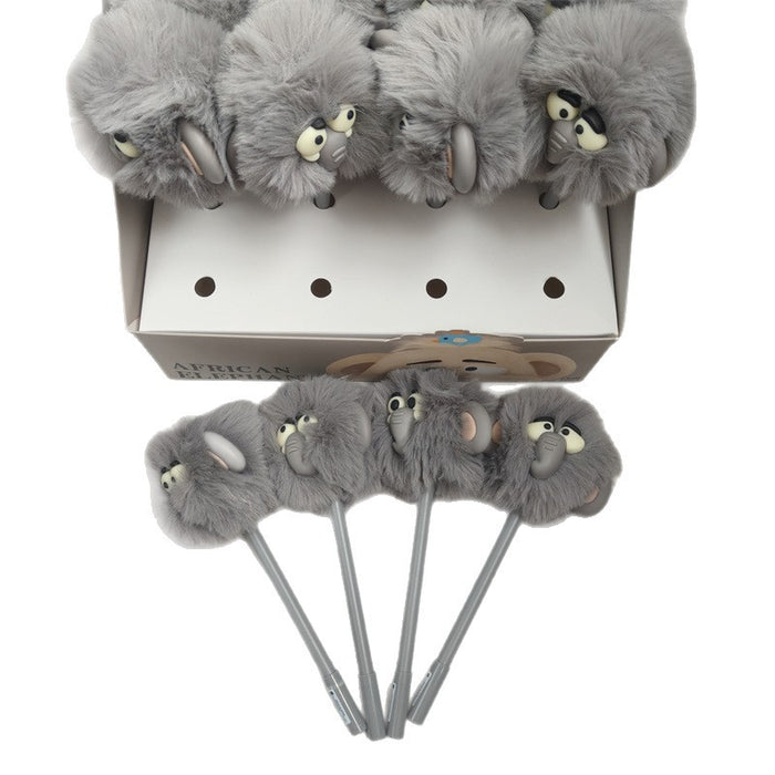 Wholesale Cute animal elephant pom-pom ballpoint pen