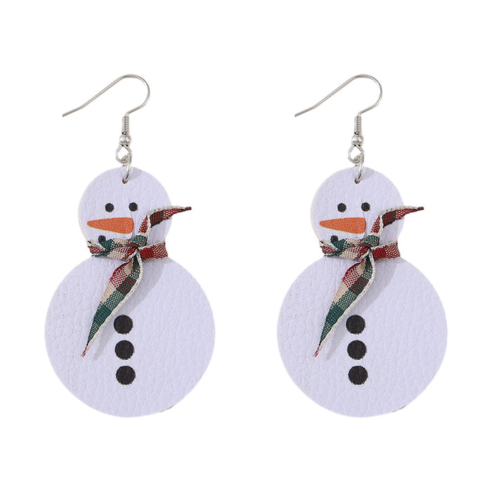 Wholesale Leather Christmas Snowman Drop Earrings Fashion Accessory Boutique Resale