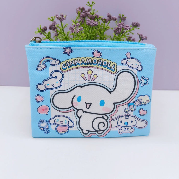 Wholesale Stylish Cartoon Printed PU Coin Purse Zipper Pouch Earphone Cord Storage Key Bag