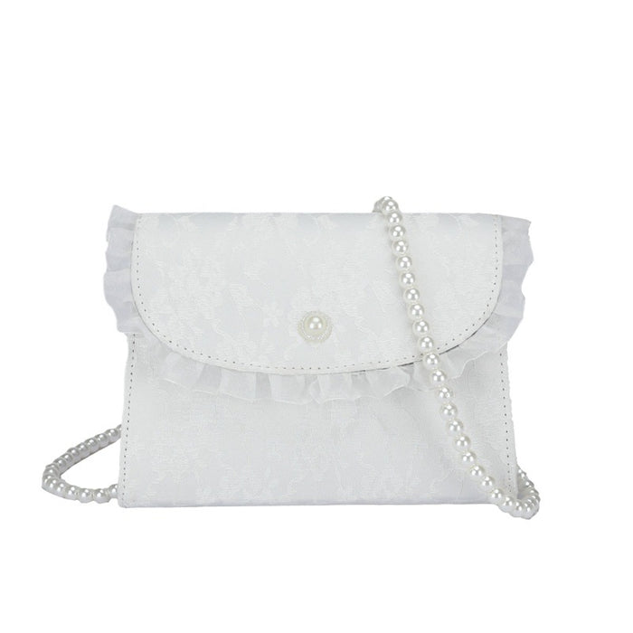 Wholesale Vintage niche bag, pearl crossbody bag, lace shoulder bag, small bag