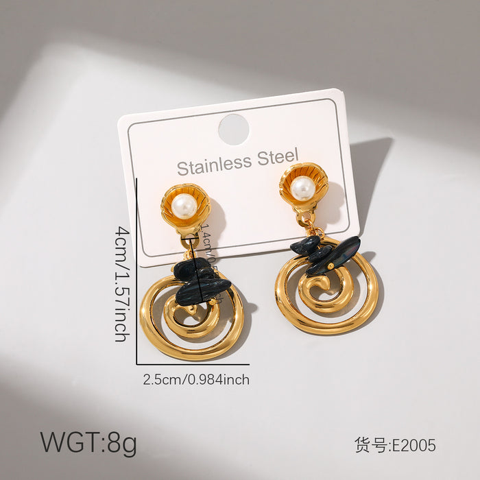 Wholesale Stainless steel earrings Bohemian style spiral pendant earrings