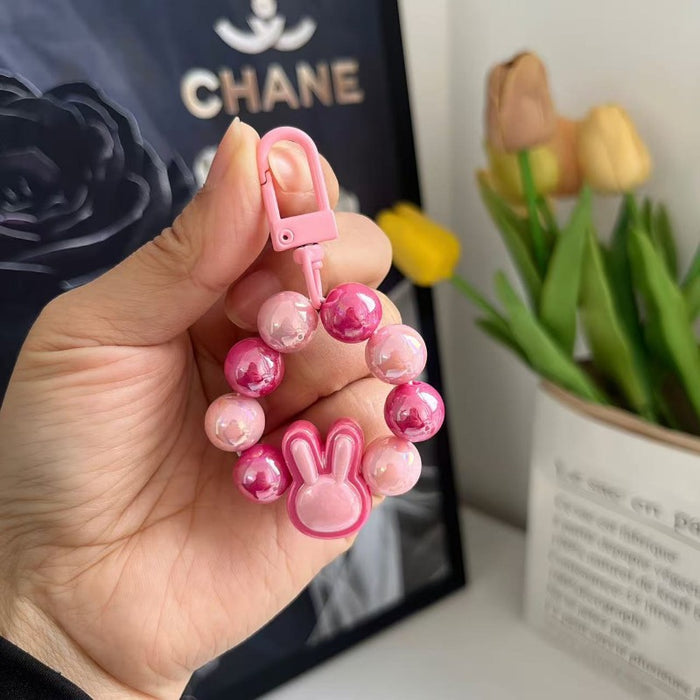 Wholesale Wholesale Fashion Electroplating Colorful Keychain Small Pendant Personalized and Versatile DIY Handmade Beaded Keychain