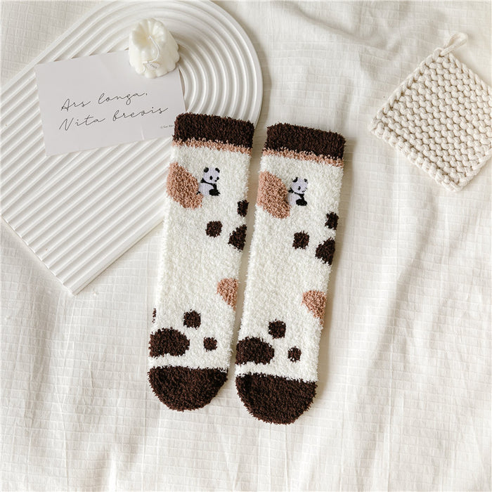 Wholesale Coral Velvet Socks Women's Velvet Thickened Warm Towel Socks Cartoon Sleeping Socks