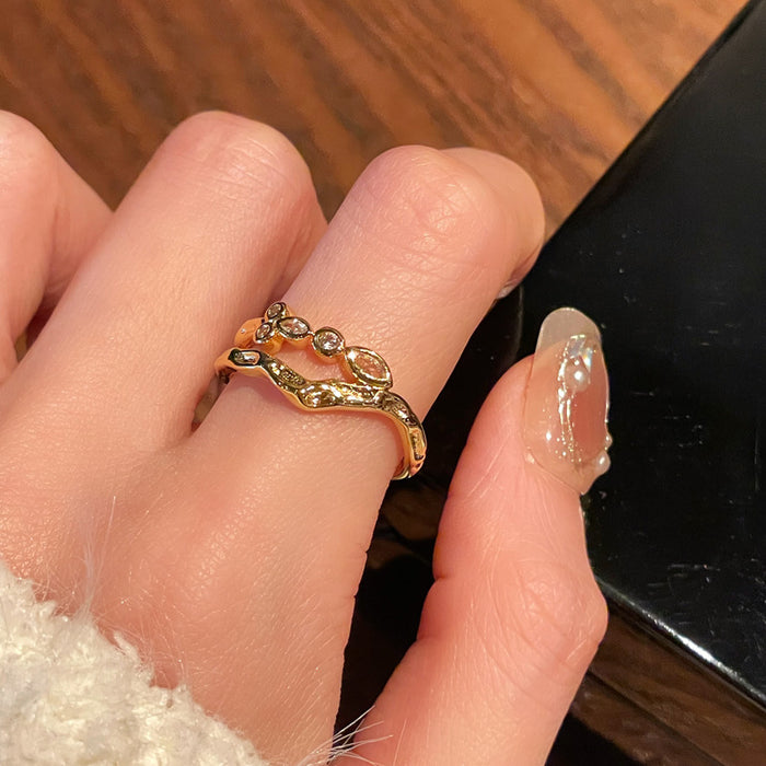 Wholesale Vintage zircon inlaid exquisite open ring, niche butterfly high-end and personalized accessory