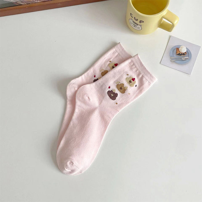 Wholesale Cartoon Socks Children's Middle Socks Cute College Style Bow Dog Striped Long Socks
