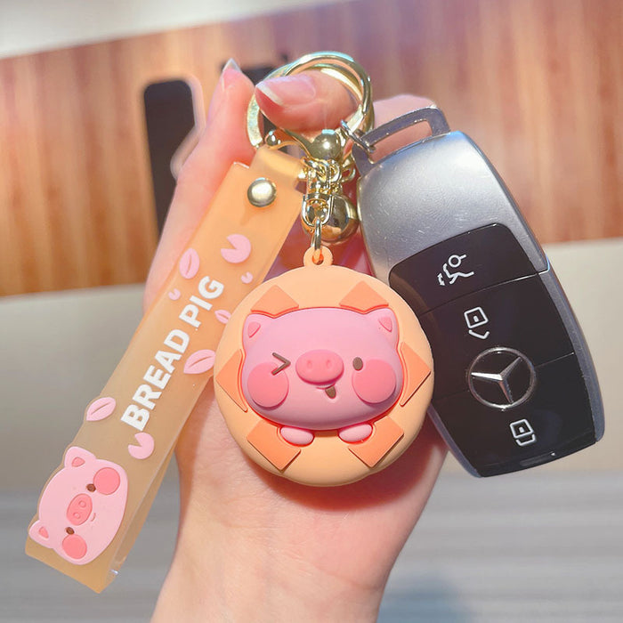 Wholesale Cute PVC Cartoon Bread Pig Keychains