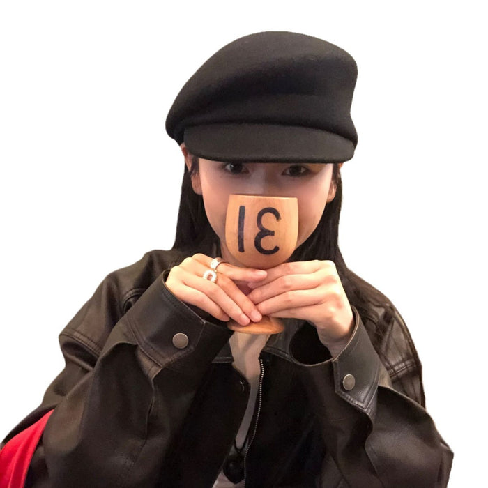 Wholesale Black wool women's autumn and winter octagonal hat painter beret retro sheep felt hat