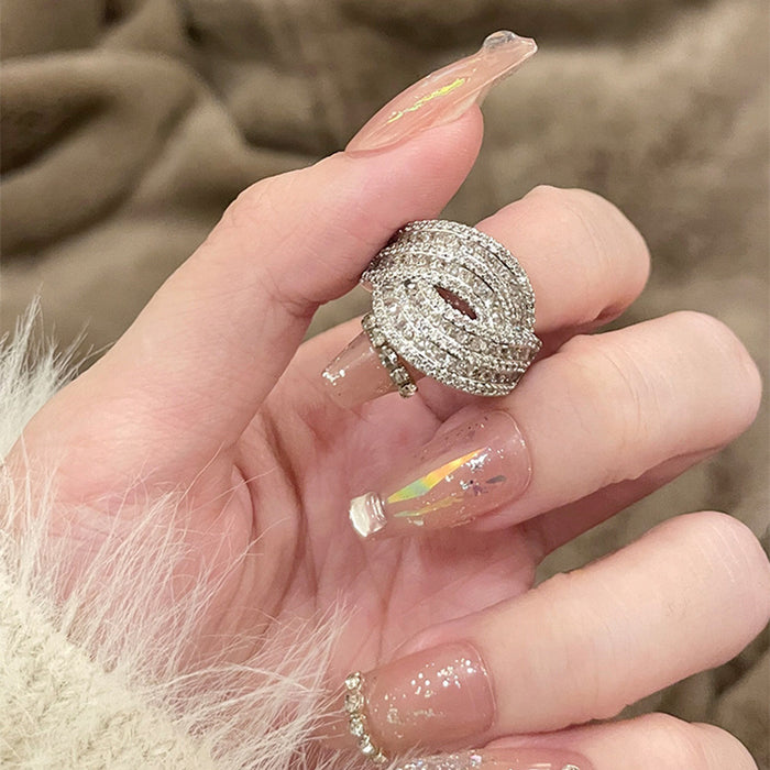 Wholesale Zircon diamond geometric love open ring sweet niche fresh index finger ring fashion high-end jewelry