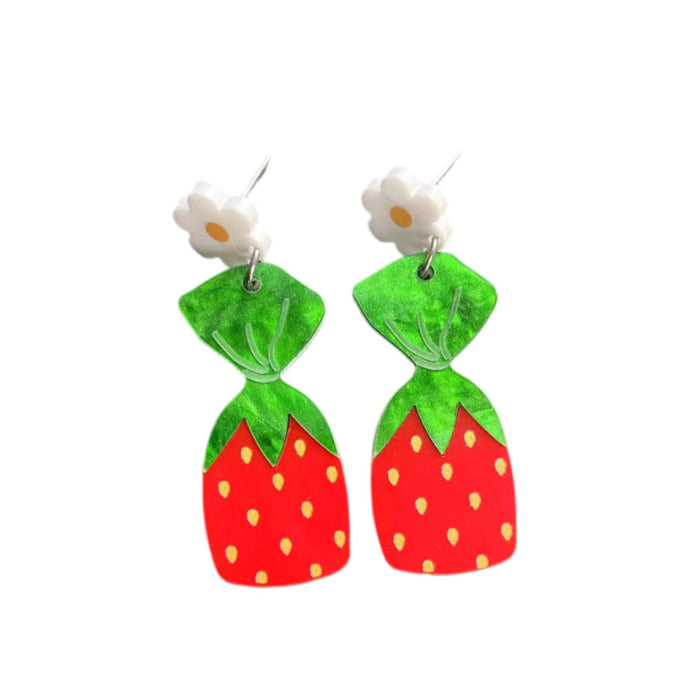 Wholesale Acrylic Red Flower Strawberry Earrings JDC-ES-Qiany003