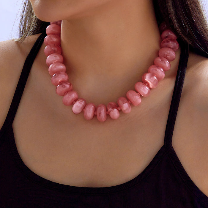 Wholesale Trendy Resin Bead Colorblock Necklace Fashion Jewelry Accessory
