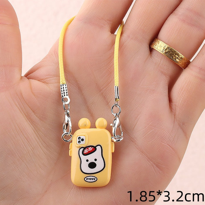 Wholesale Dollhouse Mini Cartoon Phone Case Pendant Model Creative Neck Accessory Plush Hanging Ornament