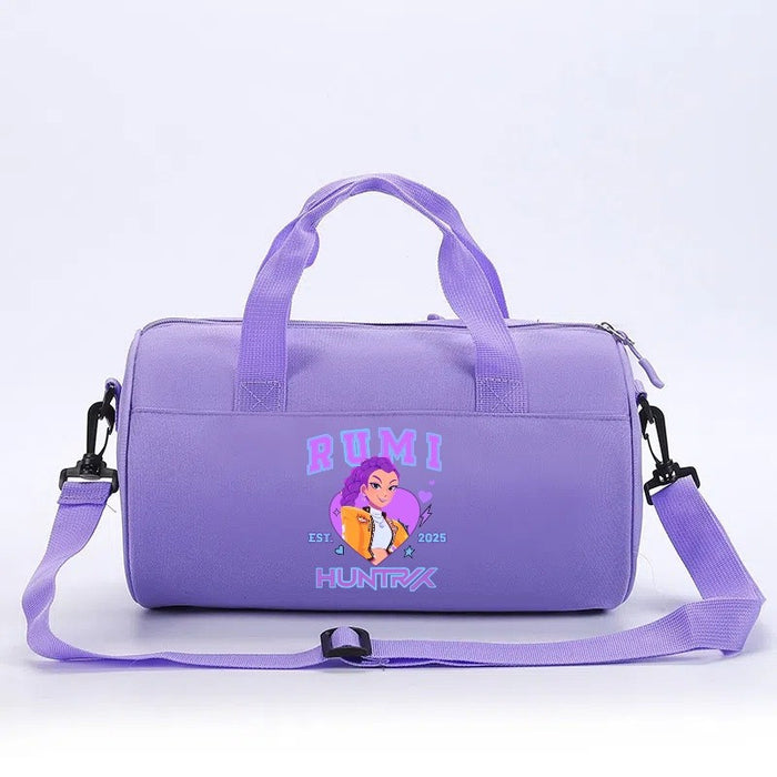 Wholesale KPOP Cartoon print cylindrical sports and fitness crossbody handbags