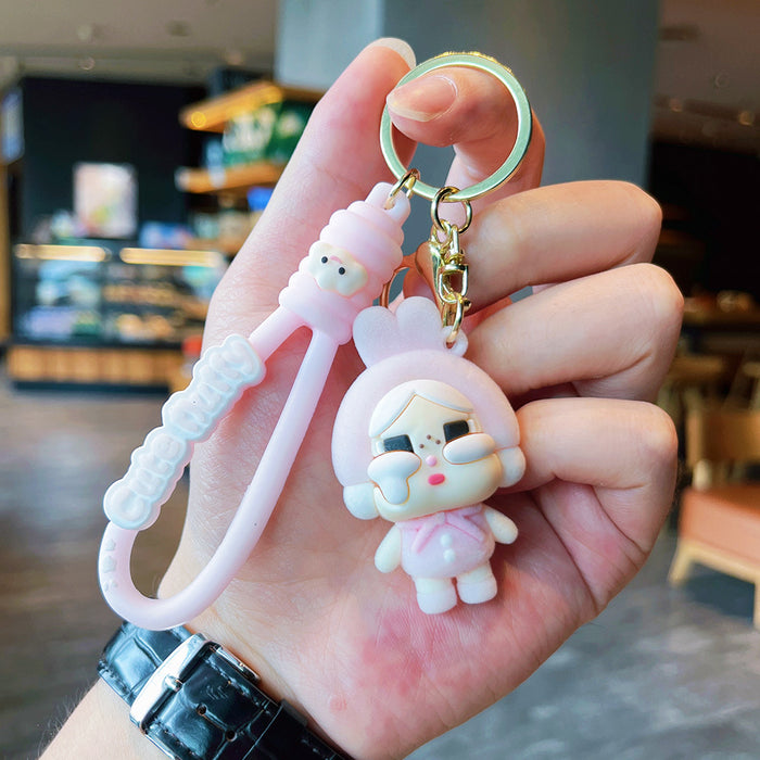 Wholesale Cartoon Flocking Crying Baby Keychain Cute Silicone Doll Doll Car Keychain Gift Bag Pendant