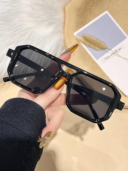 Wholesale New Fashionable Large Box Double Beam Cross border Sunglasses, Retro Art Style Sunglasses