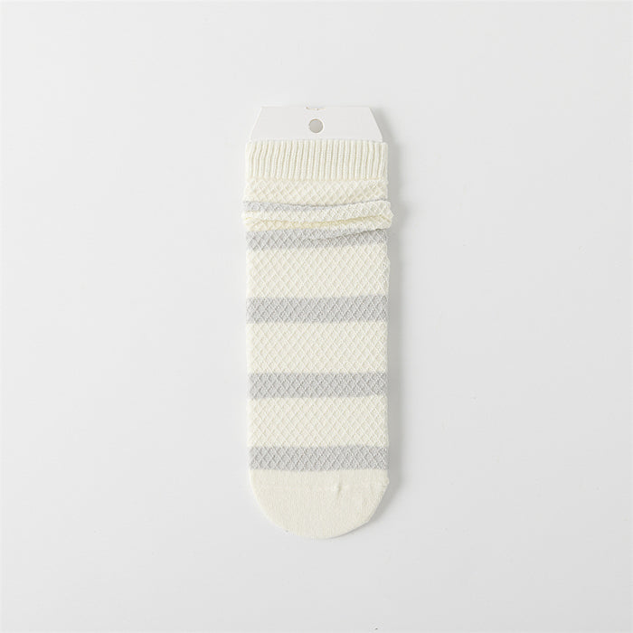 Wholesale Socks, striped socks, mid length socks, thin cut hollow socks