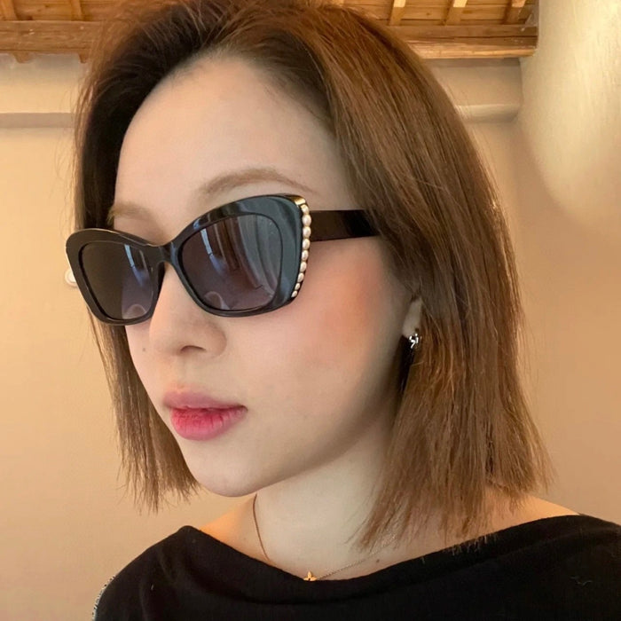 Wholesale Cat's Eye Pearl Sunglasses Simple Sunglasses Trendy Personalized Sunglasses Anti UV High End