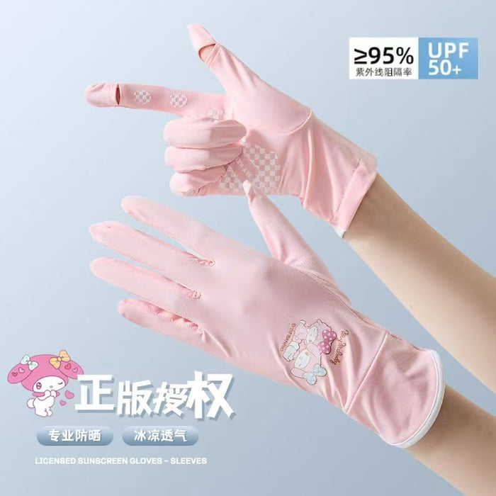 Wholesale Summer Sunscreen Ice Silk Non-slip  Gloves Cute Full-finger Thin Anti-driving Gloves