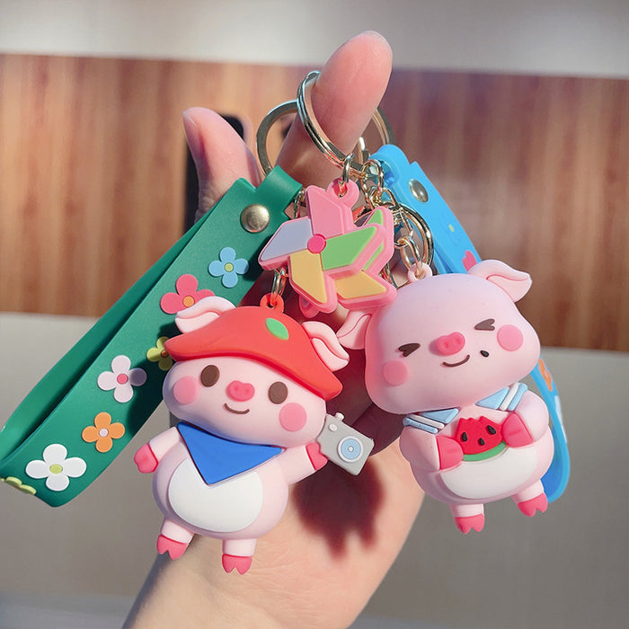 Wholesale Cute Cartoon PVC Pig Keychains