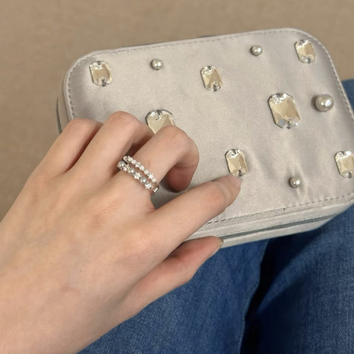 Wholesale Jewelry double layer ring light luxury elegant high-end temperament pearl ring for women