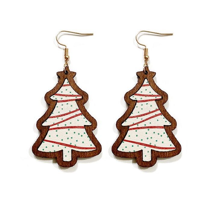 Wholesale  Christmas wooden earrings classic buffalo plaid retro holiday wooden earrings
