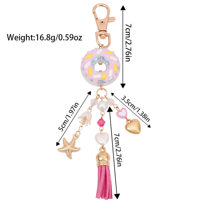 Wholesale Donut tassel heart keychain schoolbag cute pendant student girlfriend couple decoration