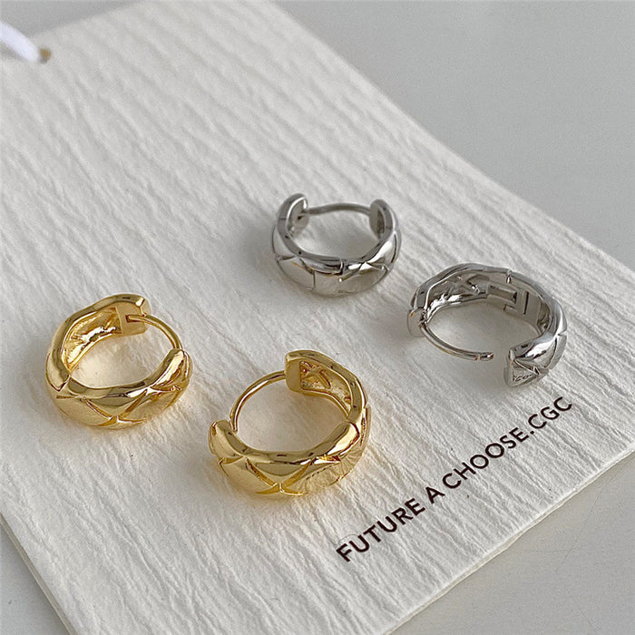 Wholesale  Metal Gold Silver Rhomboid Earrings   temperament  Ear Ring