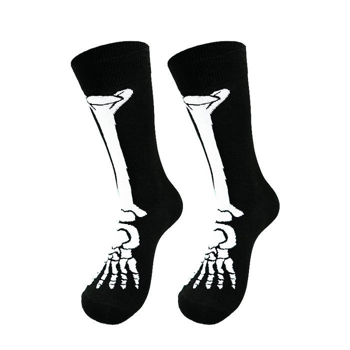 Wholesale  Skull Ghost Claw Cartoon Print Casual Socks Sweat-Absorbent Autumn and Winter Mid-Calf Socks Fun Socks