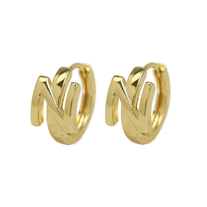 Wholesale  18k gold high-polished brass simple 26 English letters earrings