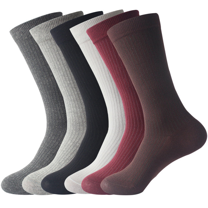 Wholesale Vertical calf socks imitation double needle mid high tube socks cotton socks long socks