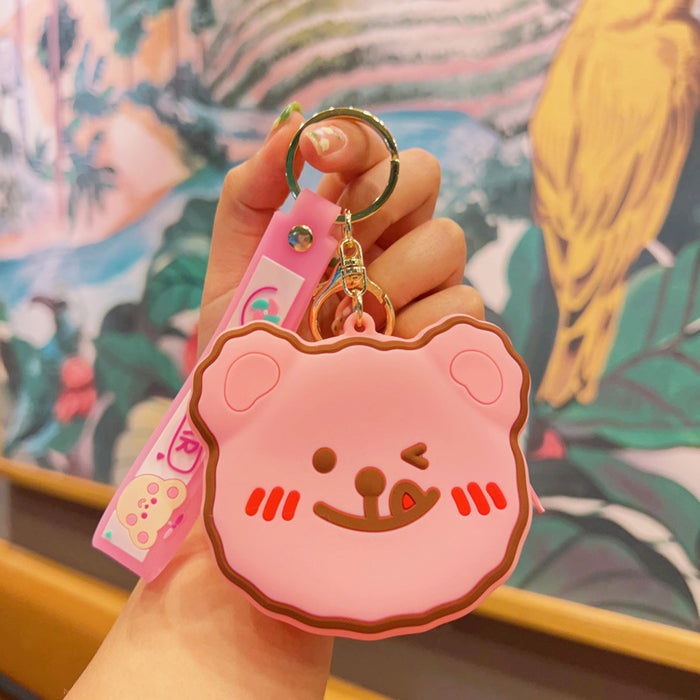 Wholesale  Cartoon  Cute Coin Purse Key Chain Silicone  Children Card Bag Wallet Keychain  Pendant