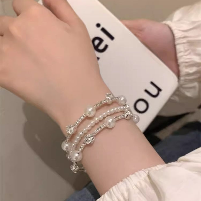 Wholesale Diamond-encrusted Pearl Bracelet Delicate Bracelet Celebrity Elegant Bracelet