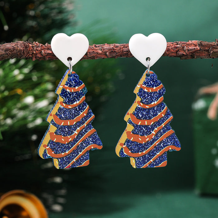 Wholesale Christmas tree earrings love acrylic earrings