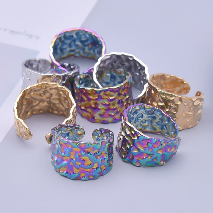 Wholesale Stainless steel titanium steel ring geometric ring for men and women, cool and niche style, simple and adjustable opening