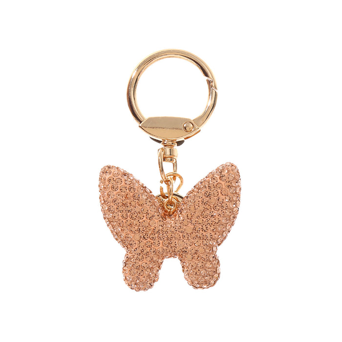 Wholesale diamond butterfly keychain female full diamond couple butterfly keychain ring bag pendant