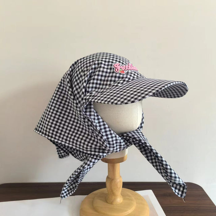 Wholesale Niche quick drying plaid headscarf hat, outdoor sunshade and sun protection baseball cap strap
