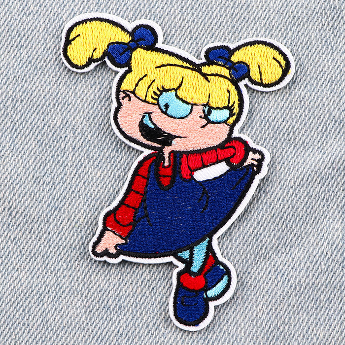 Wholesale Cartoon Embroidery Cloth Patches for Clothing and Bags Hot Melt Adhesive Backing Fabric