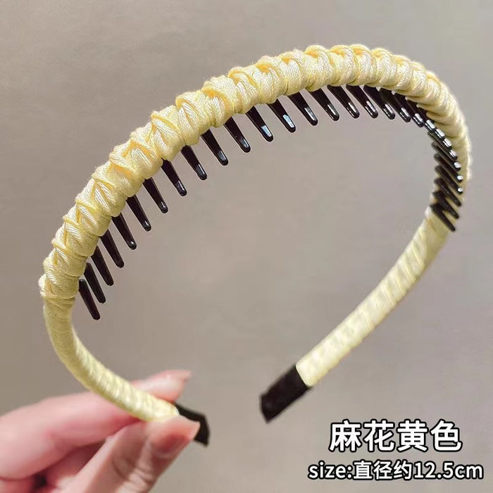 Wholesale Toothed anti slip face washing headband seamless braided hairband for controlling stray hairs