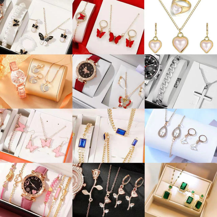 Wholesale Jewelry Fashion All-match Necklace Bracelet Ring Earring Set JDC-NE-YG001