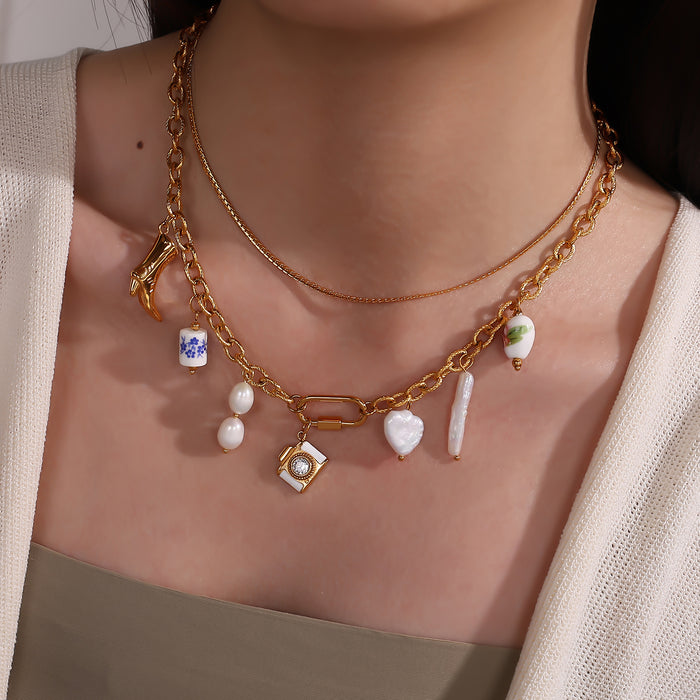 Wholesale  Pendant Accessories Inlaid Rhinestone All-match Pendant Inlaid Glass Stone Round Pendant Necklace