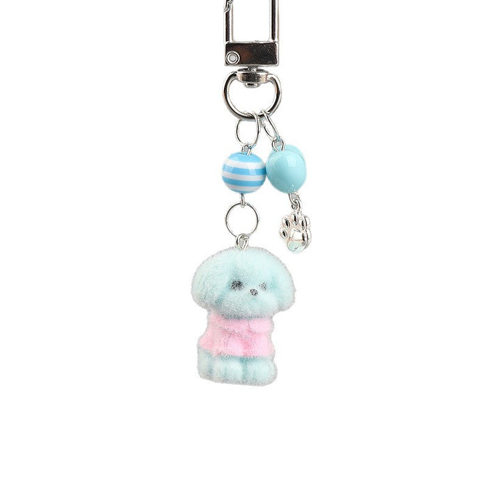 Wholesale Cartoon flocked keychain dog pendant  bag charm