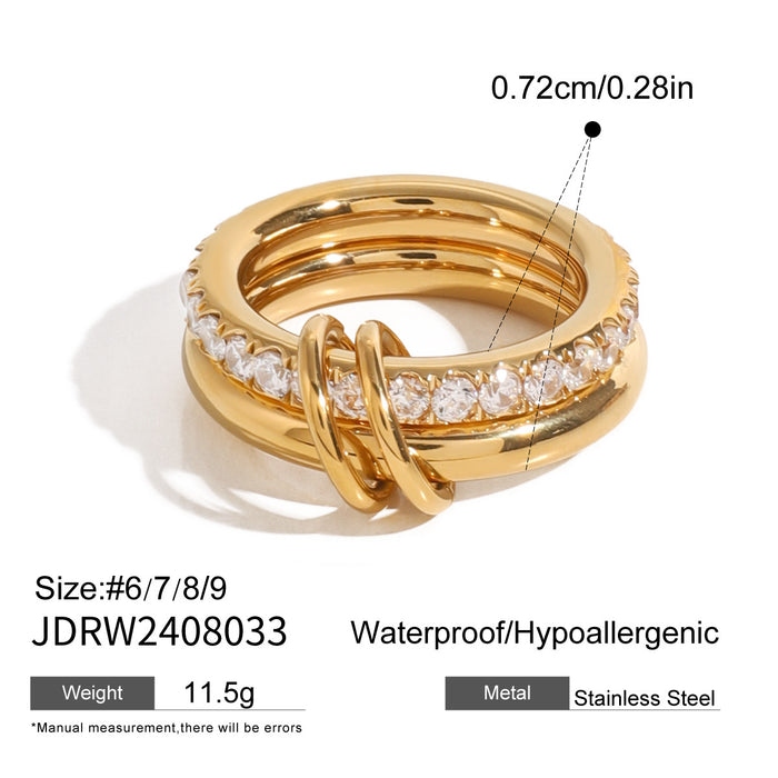 Wholesale Stainless Steel Diamond Stacking Plain Ring JDC-RS-JD097