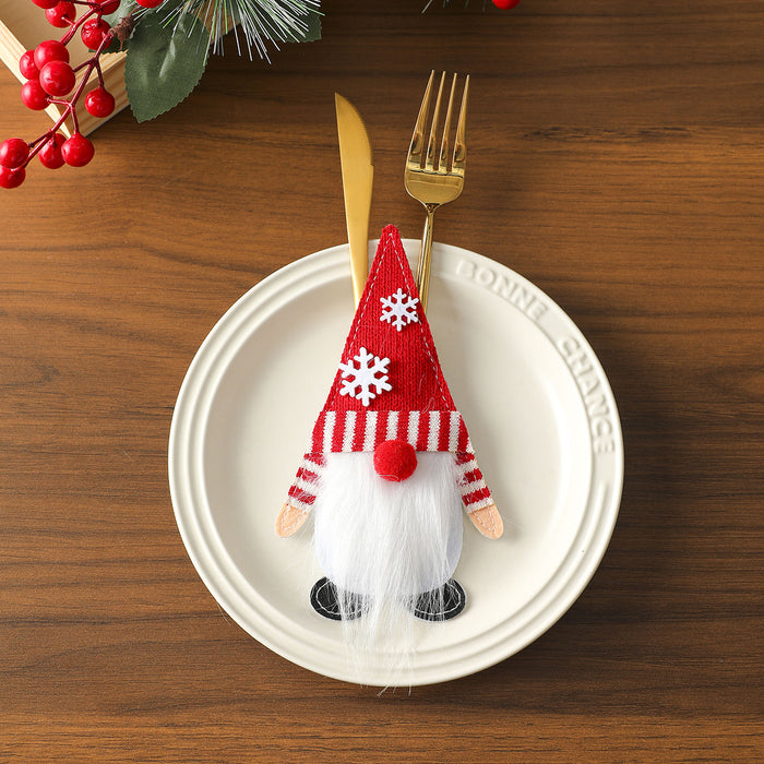 Wholesale Christmas knife and fork set Felt cloth faceless old man knife and fork set Christmas home table decorations