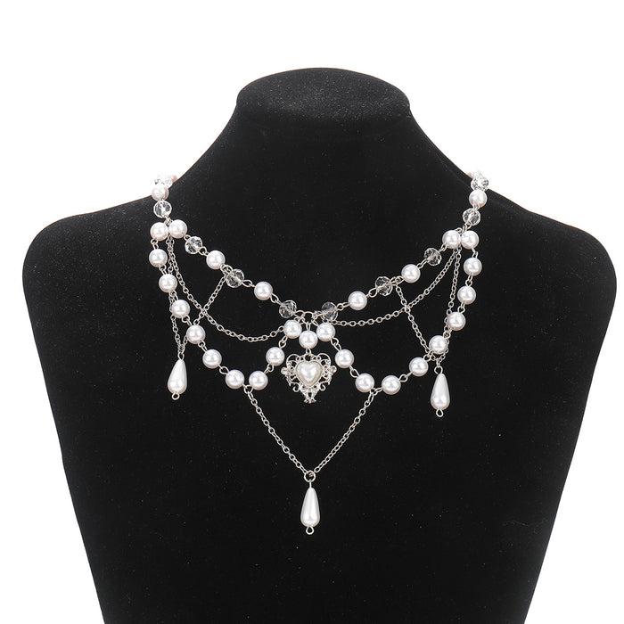 Wholesale Imitation Pearl Tassel Love Cross Butterfly All-match Necklace Women