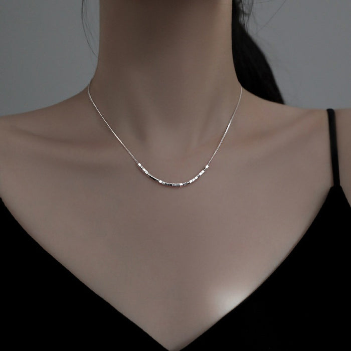 Wholesale Pure silver square necklace, new luxury collarbone, niche design accessory