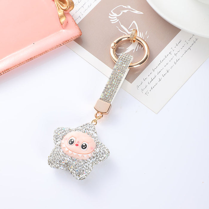 Wholesale Cute Car Keychain with Cross-Border Diamond Inlay