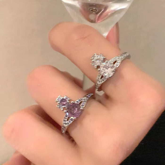 Wholesale Sparkling Diamond Open Adjustable Ring