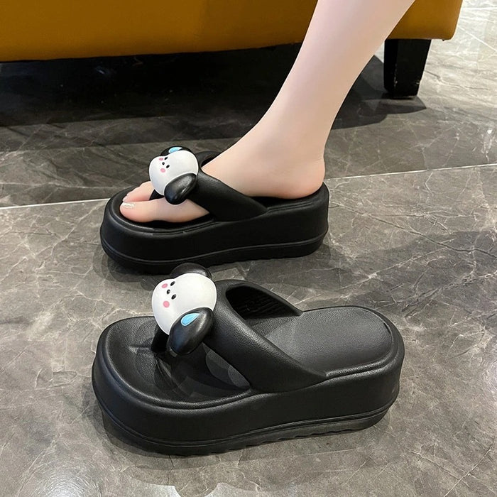 Wholesale anti odor non slip cute cartoon thick soled flip flops